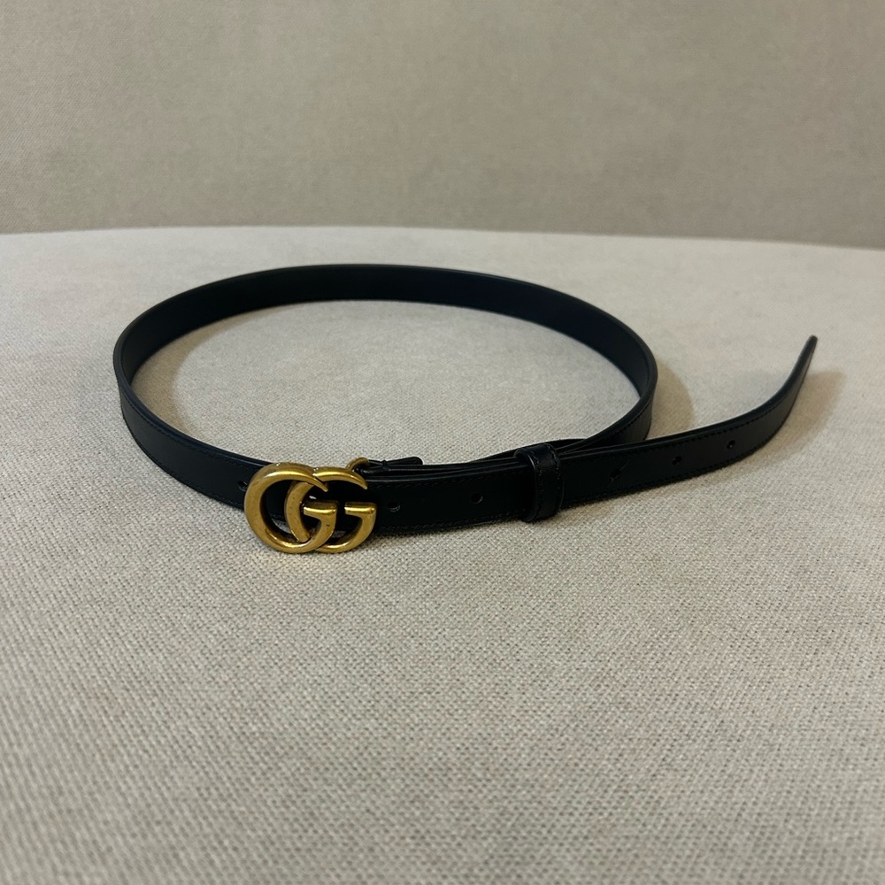 Gucci Black Belt with Gold GG Buckle